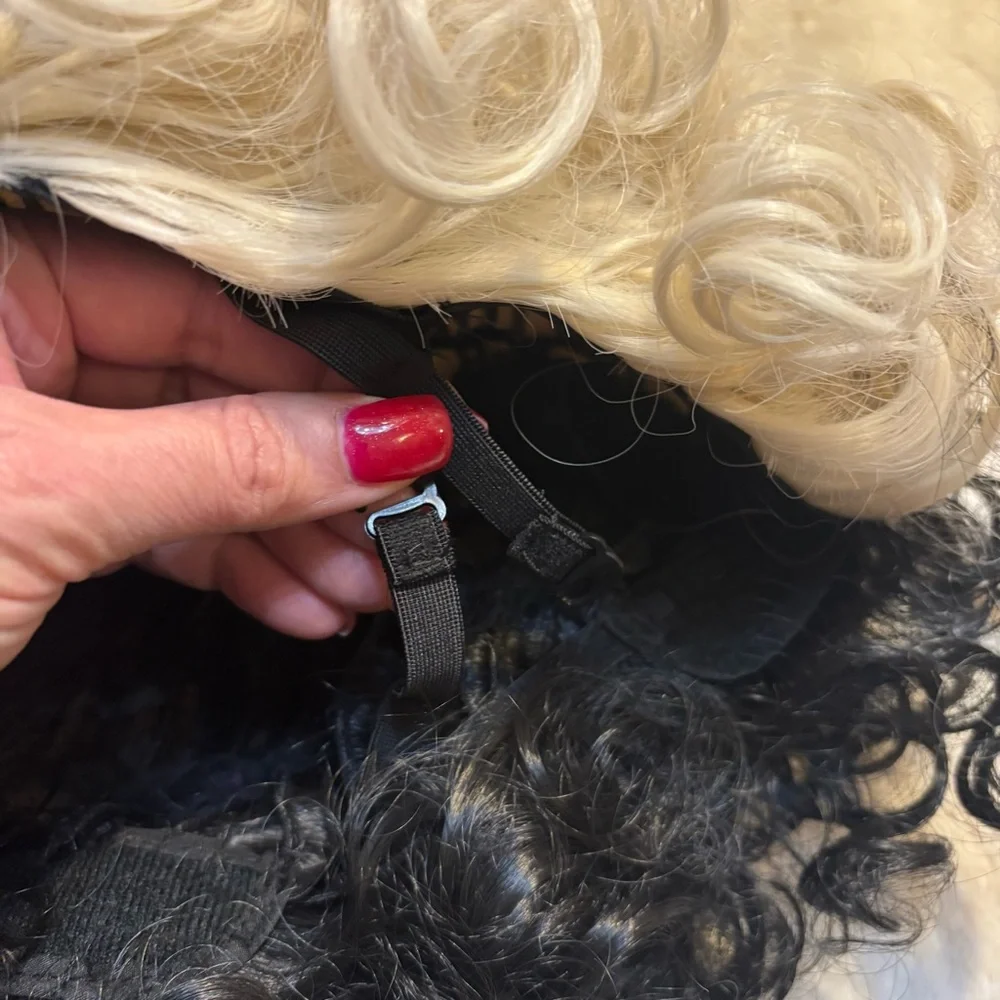 NEW Wig Two-Tone Black & White Curly Hairpiece Cosplay Cruella Women Hair